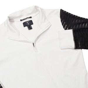 HORZE EQUESTRIAN Women's US 6 White Mesh 1/4 Zip Maya Equestrian Show Shirt Top